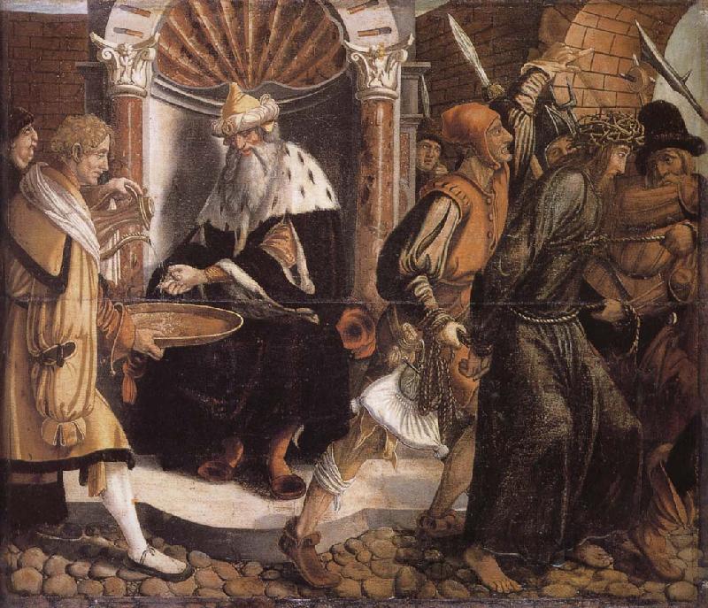 Hans Holbein Pilate wash their hands too oil painting image